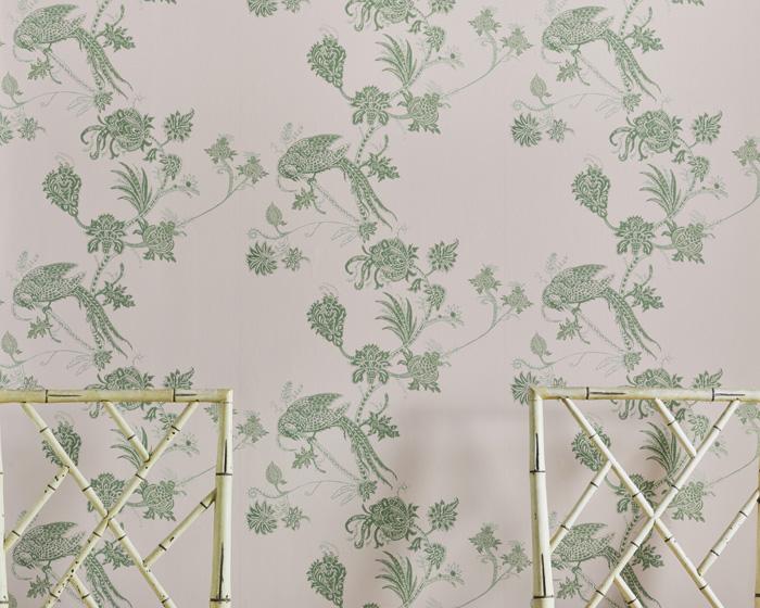 Barneby Gates Vintage Bird Trail in Pink/Green Wallpaper BG2100201