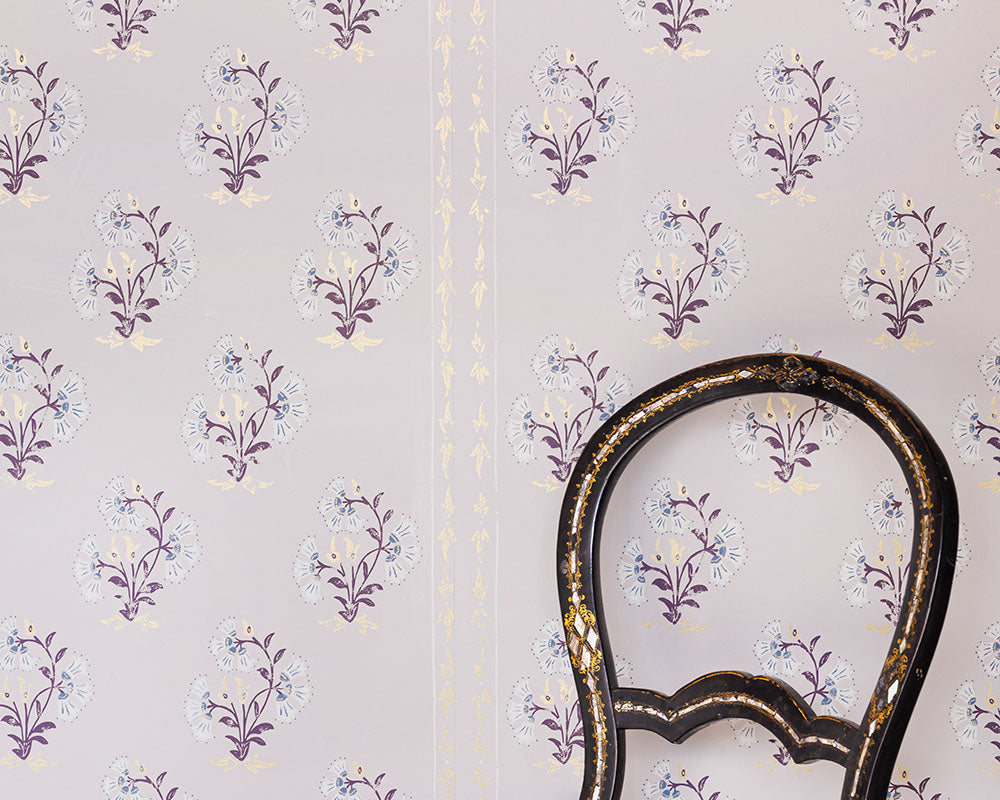 Barneby Gates Maharani Wallpaper Collaboration with Willow Crossley on a wall