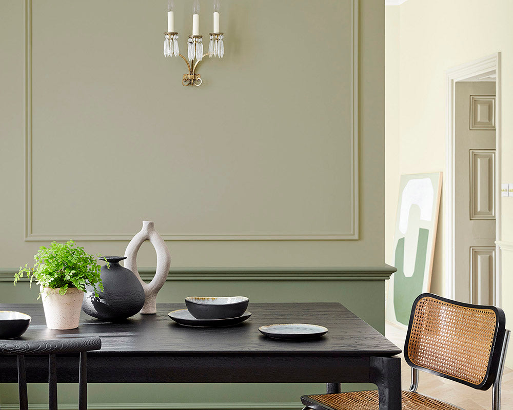 Little Greene Sage Green 80 Paint on panelling