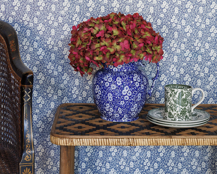 Barneby Gates Calico Wallpaper Collaboration with Burleigh with flowers