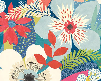 OHPOPSI Floral Riot Indigo Wallpaper CEP50104W