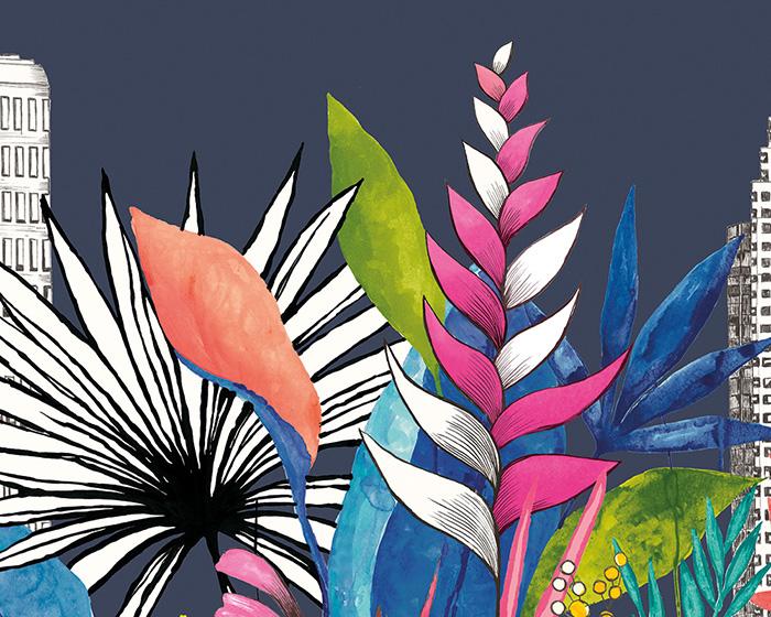 OHPOPSI Urban Tropic Midnight Wallpaper cep50110w
