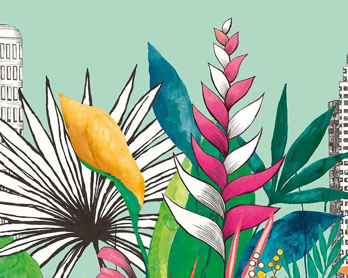 OHPOPSI Urban Tropic Azure Wallpaper cep50112w