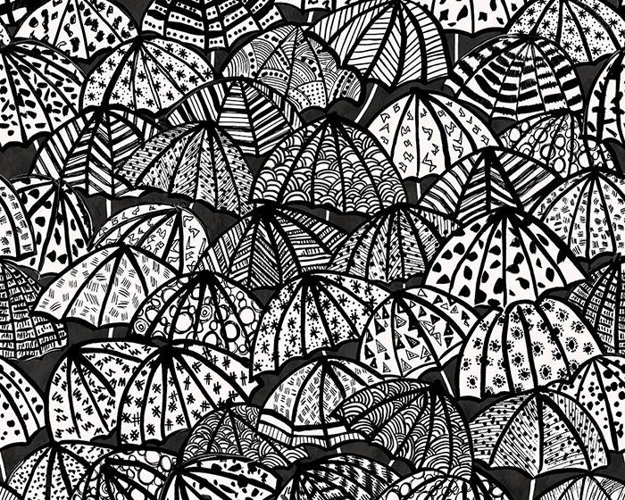 OHPOPSI Jolly Brollies Noir Wallpaper CEP50113W