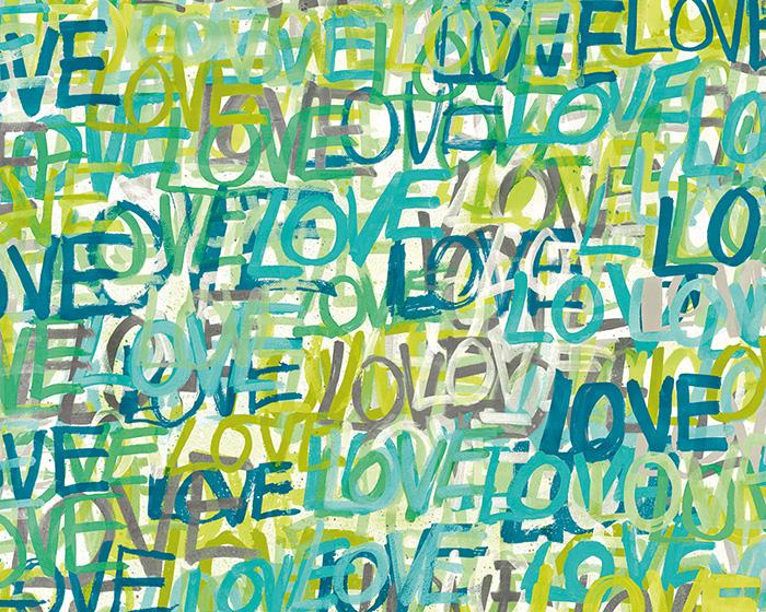 OHPOPSI Love Scribble Aquamarine Wallpaper CEP50123W