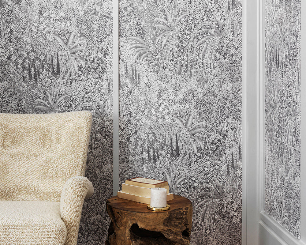 Cole & Son Cascade Wallpaper on a wall in a living room