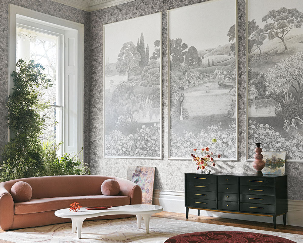 Cole & Son Petite Fleur Wallpaper in a living room