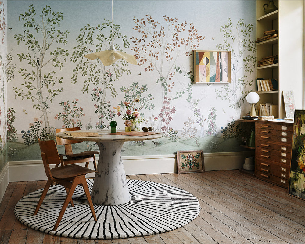Cole & Son Seasonal Woods Wallpaper in a home office
