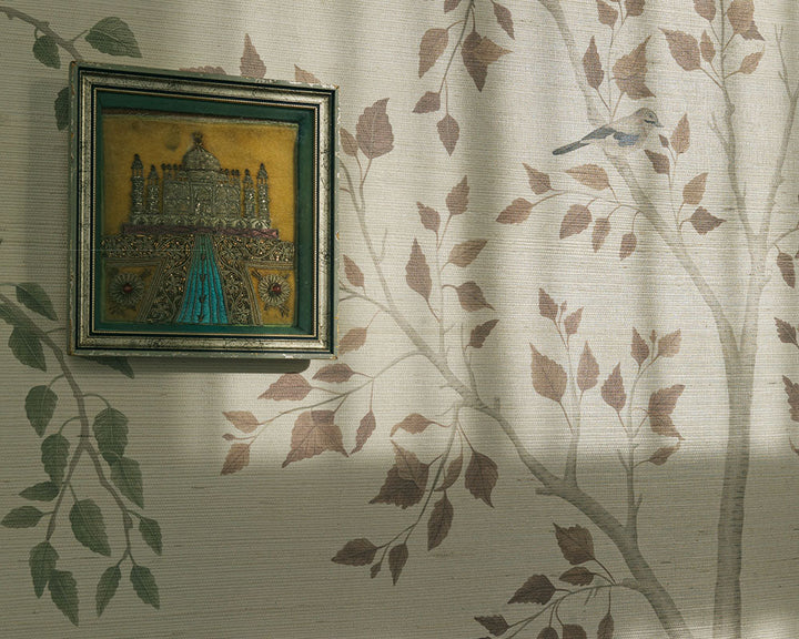 Cole & Son Seasonal Woods Grasscloth Wallpaper on a wall