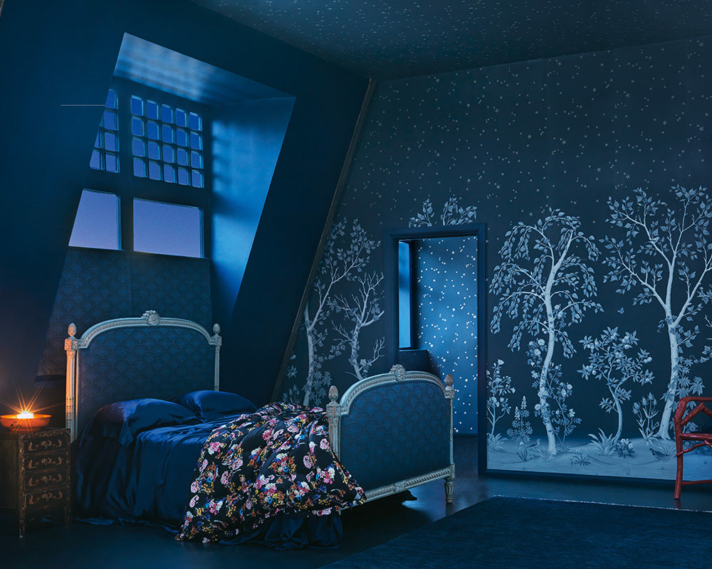 Cole & Son Seasonal Woods Wallpaper in a bedroom