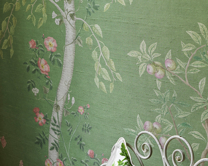 Cole & Son Seasonal Woods Silk Wallpaper on a wall