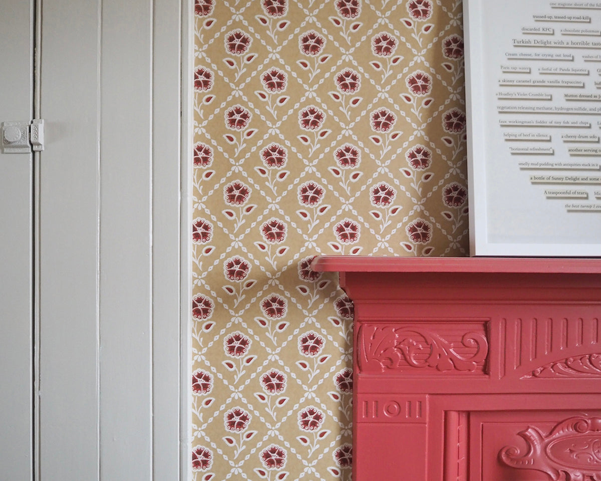 Mylands Mortlake Red 290 Paint on a fireplace