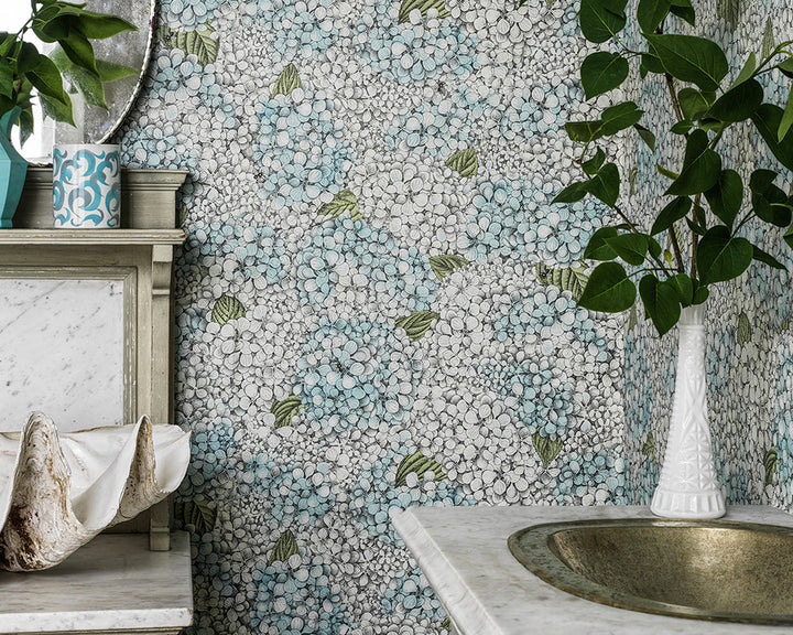 Cole & Son Ortensia Wallpaper in a bathroom