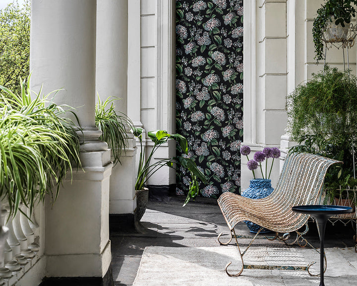 Cole & Son Ramo di Ortensia Wallpaper on an exterior wall