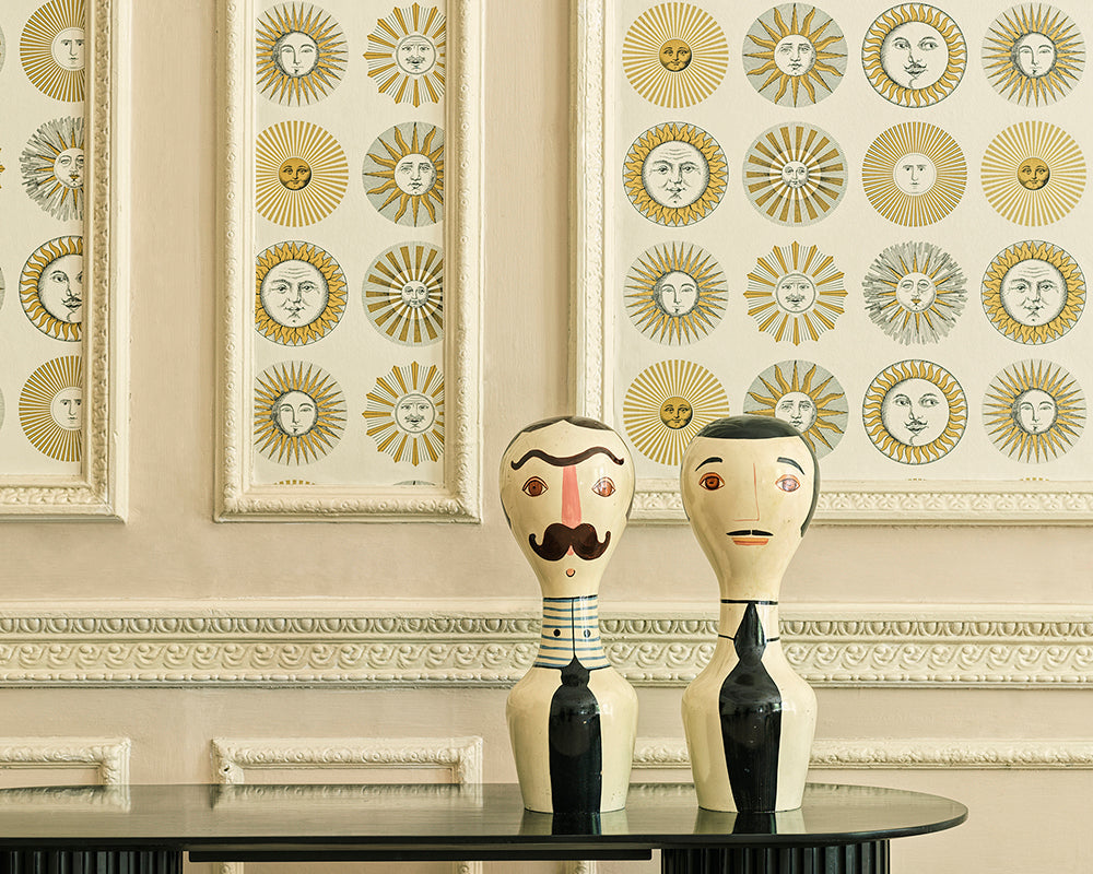 Cole & Son Soli Wallpaper on a wall in panelling