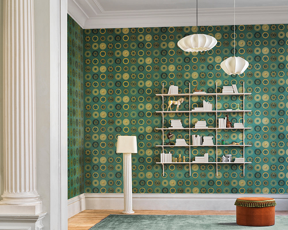 Cole & Son Soli Wallpaper in a home office