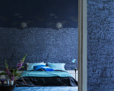 Cole & Son Vista Mediterranea Wallpaper in a bedroom