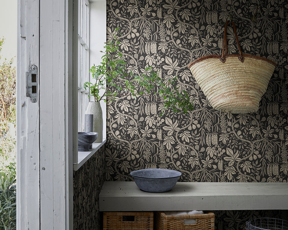 Sandberg Fig Garden Wallpaper in a hallway