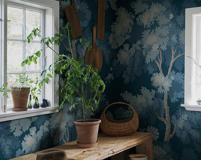 Sandberg Raphael Forest Wallpaper in a garden room
