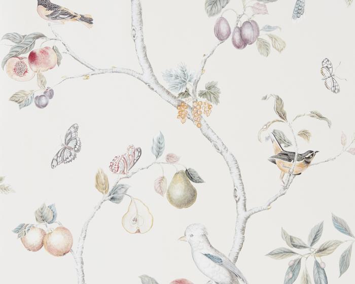 Sanderson Fruit Aviary Cream/Multi 216314 Wallpaper