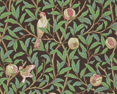Morris & Co Bird & Pomegranate Charcoal/Sage 212537 Wallpaper
