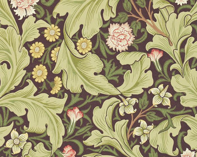 Morris & Co Leicester Chocolate/Olive 212542 Wallpaper