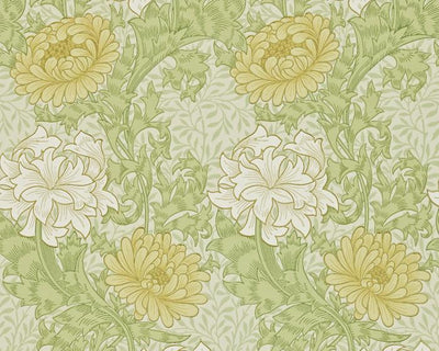Morris & Co Chrysanthemum Pale Olive 212545 Wallpaper