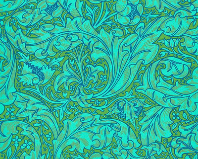 Morris & Co Bachelors Button Olive/Turquoise 216959 Wallpaper