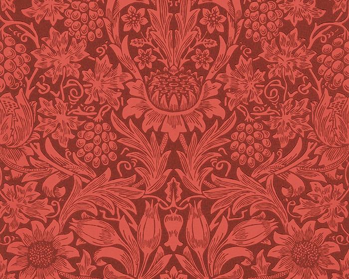 Morris & Co Sunflower Chocolate/Red 216960 Wallpaper