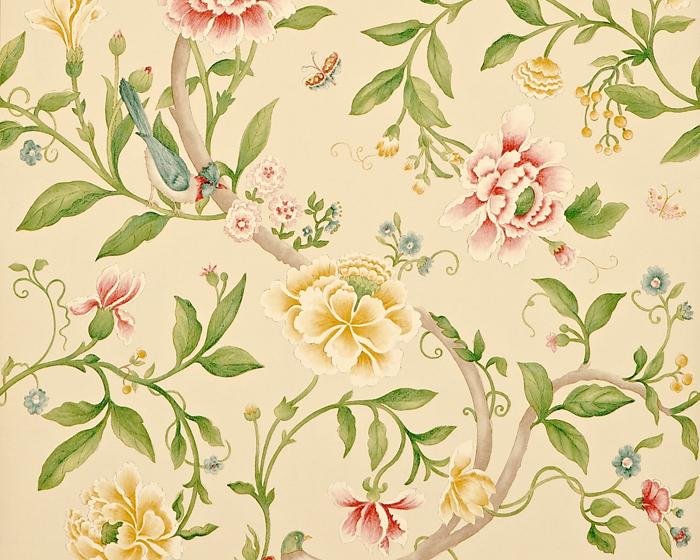 Sanderson Porcelain Garden Red/Beige DCAVPO104 Wallpaper