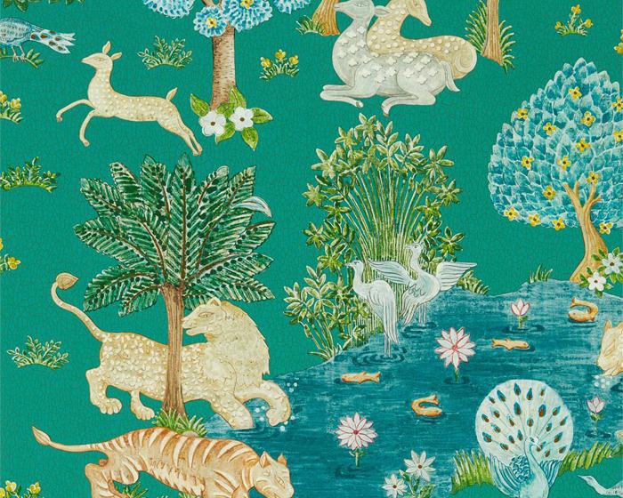 Sanderson Caspian Pamir Garden Teal/Peacock 216765 Wallpaper