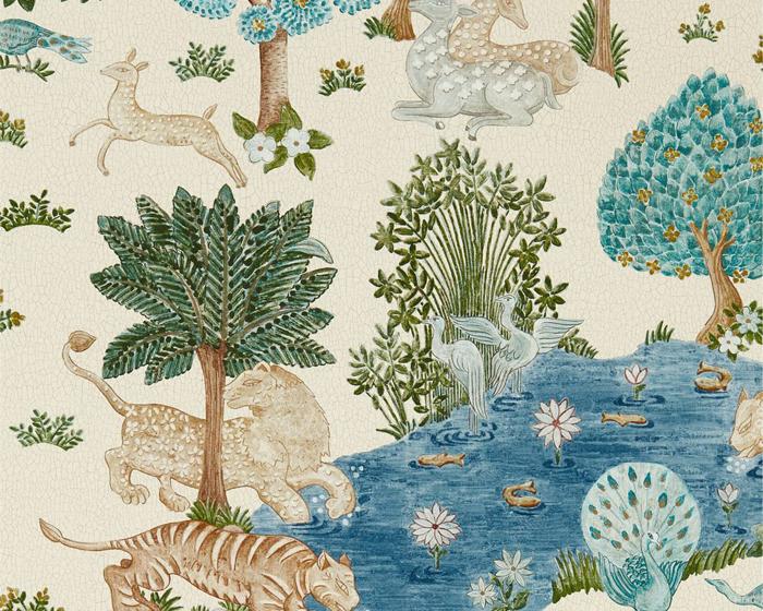 Sanderson Caspian Pamir Garden Cream/Nettle 216766 Wallpaper