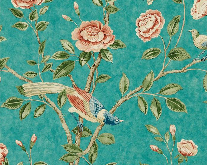 Sanderson Caspian Andhara Teal/Tumeric 216796 Wallpaper