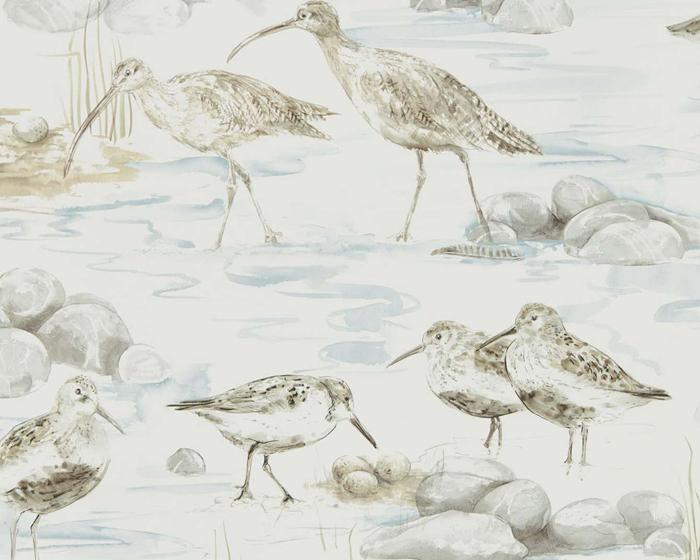 Sanderson Estuary Birds Blue/Grey 216492 Wallpaper