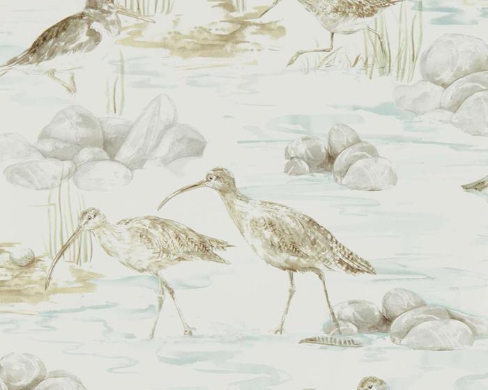 Sanderson Estuary Birds Mist/Ivory 216494 Wallpaper