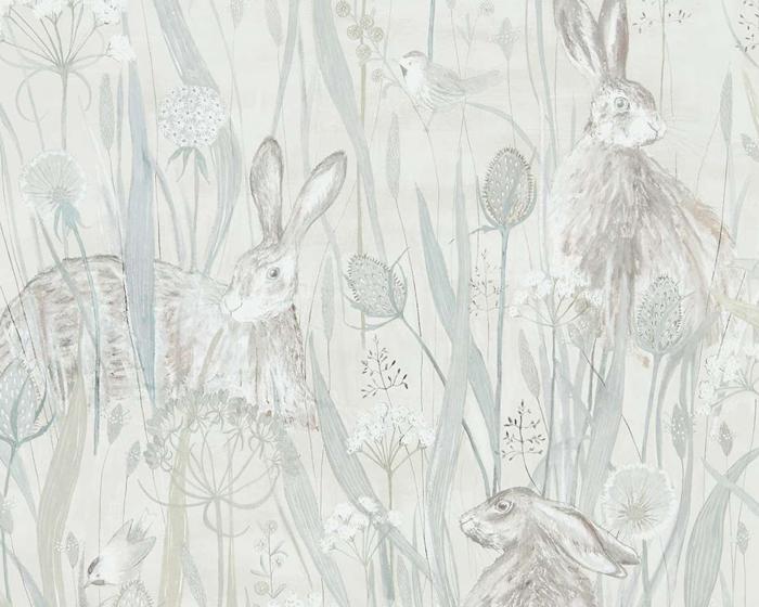 Sanderson Dune Hares Mist/Pebble 216518 Wallpaper