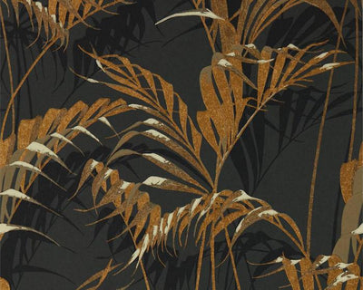 Sanderson Palm House Charcoal/Gold 216641 Wallpaper