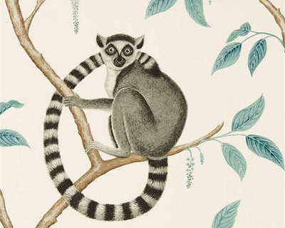 Sanderson Ringtailed Lemur Stone/Eucalyptus 216665 Wallpaper