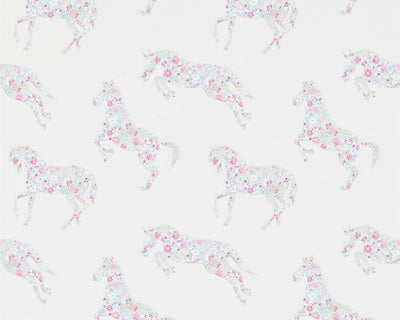 Sanderson Pretty Ponies Pink/Sky 214036 Wallpaper