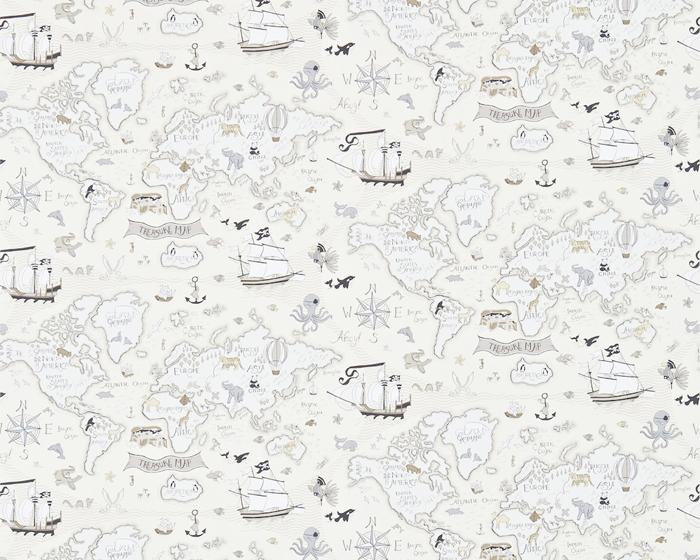 Sanderson Treasure Map Neutral 214039 Wallpaper – Chapel Interiors