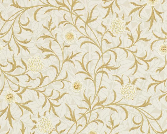 Morris & Co Scroll Vellum/Buscuit 210363 Wallpaper