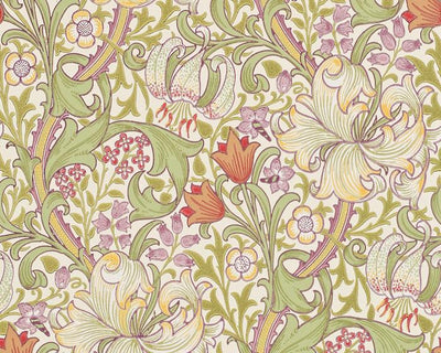 Morris & Co Golden Lily Olive/Russet 210399 Wallpaper