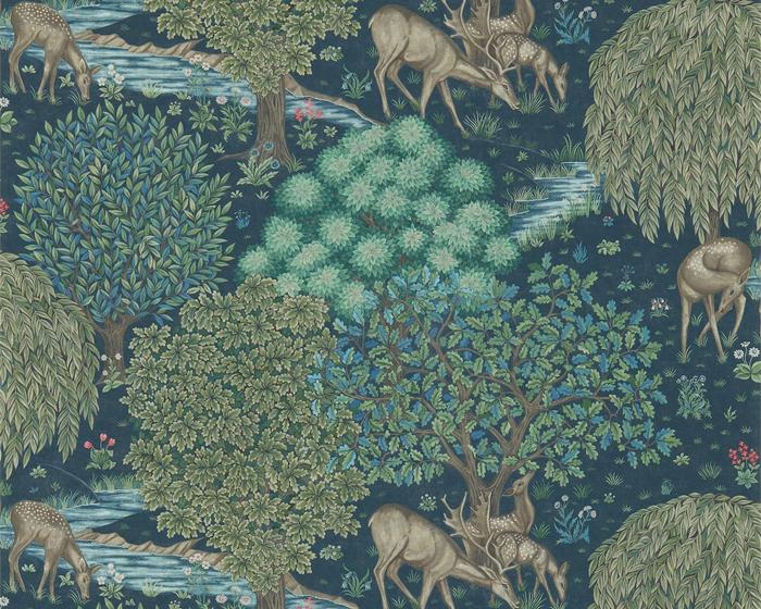 Morris & Co The Brook Dark Blue 216479 Wallpaper