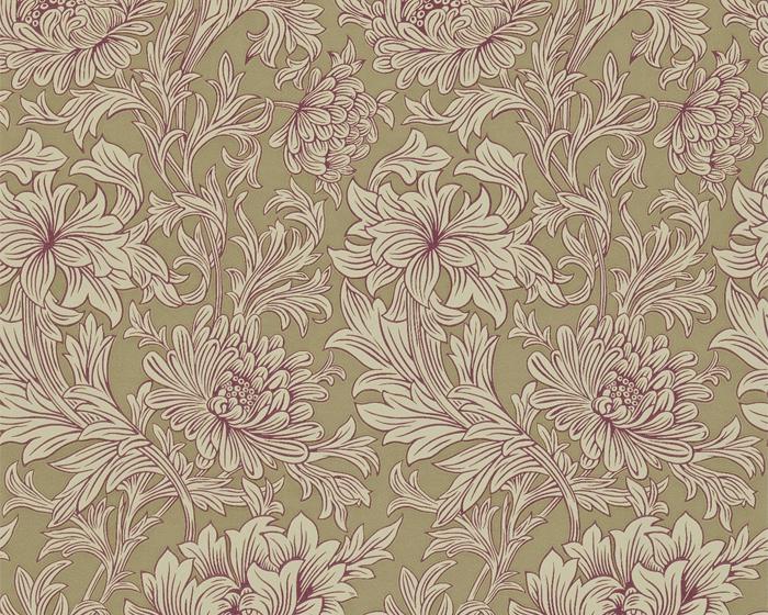 Morris & Co Chrysanthemum Toile Grape/Bronze DMOWCH102 Wallpaper