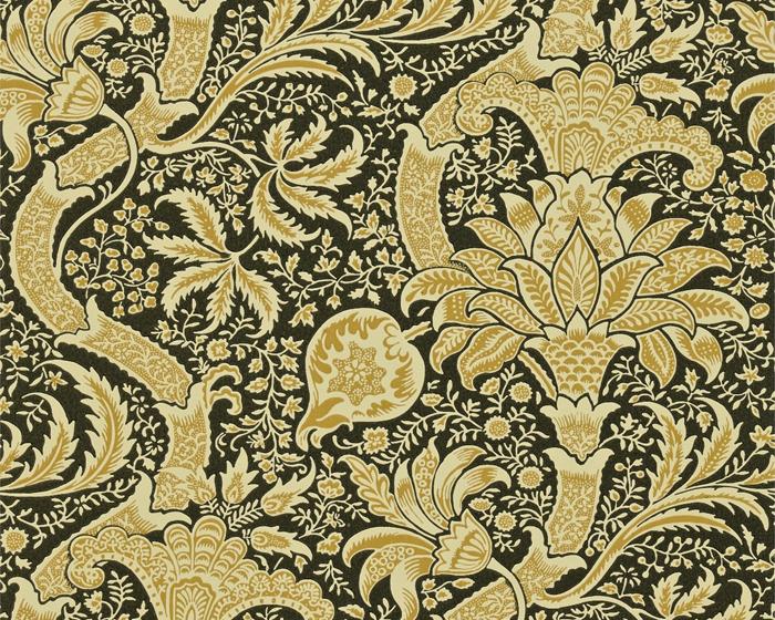 Morris & Co Indian Gold/Black DMOWIN101 Wallpaper