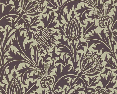 Morris & Co Thistle Mulberry/Linen DMOWTH101 Wallpaper