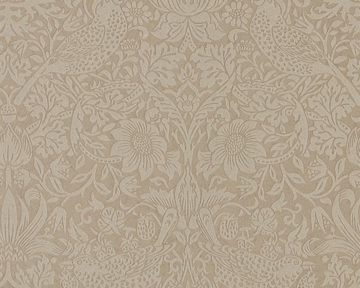 Morris & Co Strawberry Thief Taupe/Gilver 216019 Wallpaper