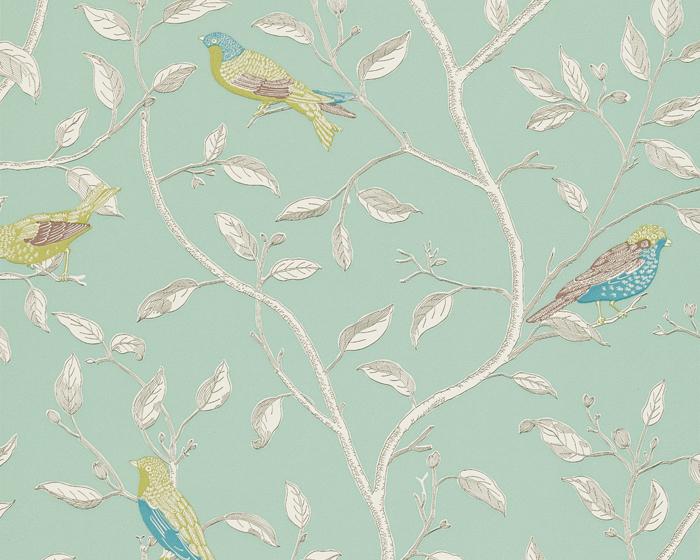 Sanderson Finches Duck Egg DOPWFI103 Wallpaper