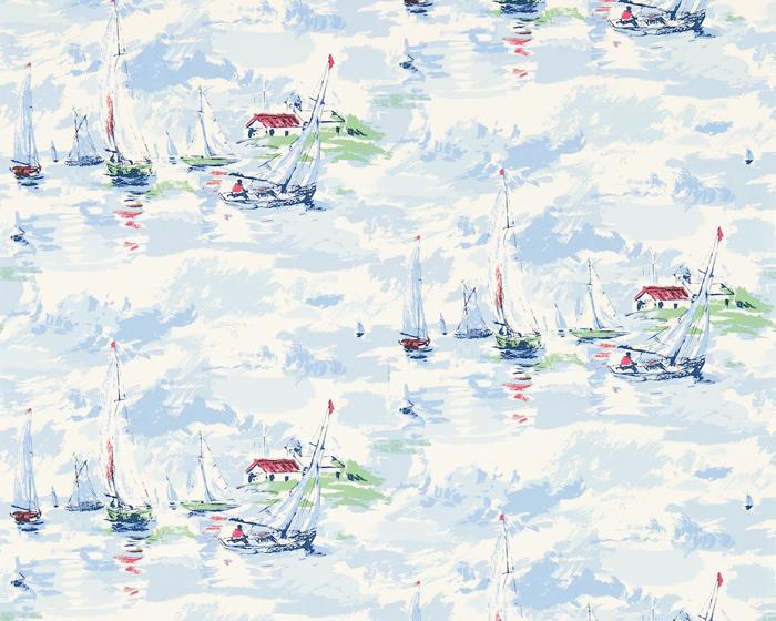 Sanderson Sail Away Sky Blue 214590 Wallpaper