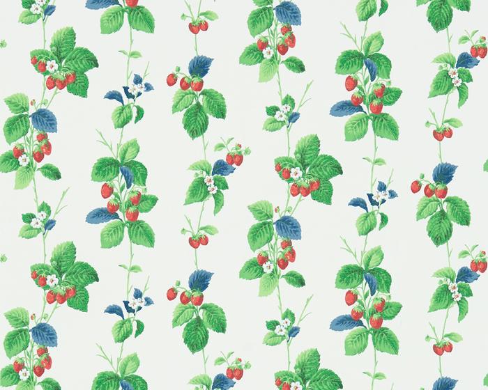 Sanderson Summer Strawberries Strawberry/Leaf 214592 Wallpaper